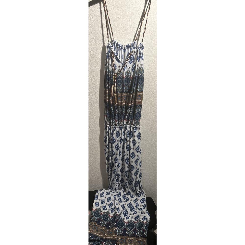 Women’s Hots Wings One Piece Pants Blue Multi Color With Pockets Large Nwt